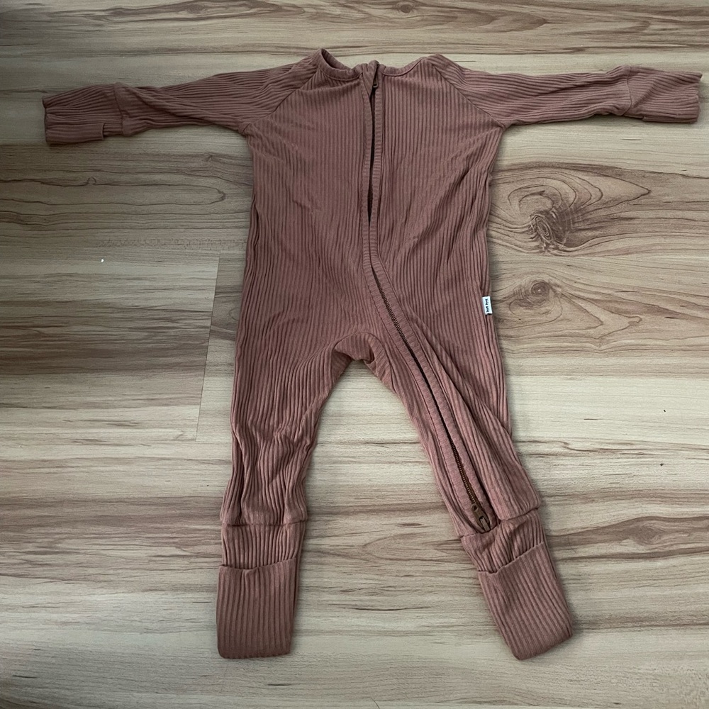 Little Sleepies Caramel Ribbed Zippy - size newborn